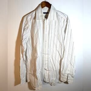 Burberry Men's White and Black Striped Shirt